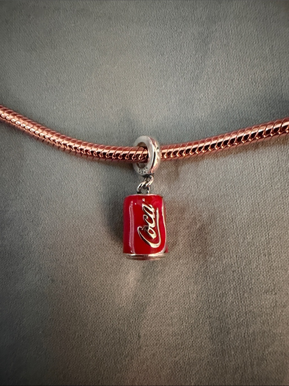 Silver & Red Cola Soda Can Dangle Charm - Picture 3 of 4